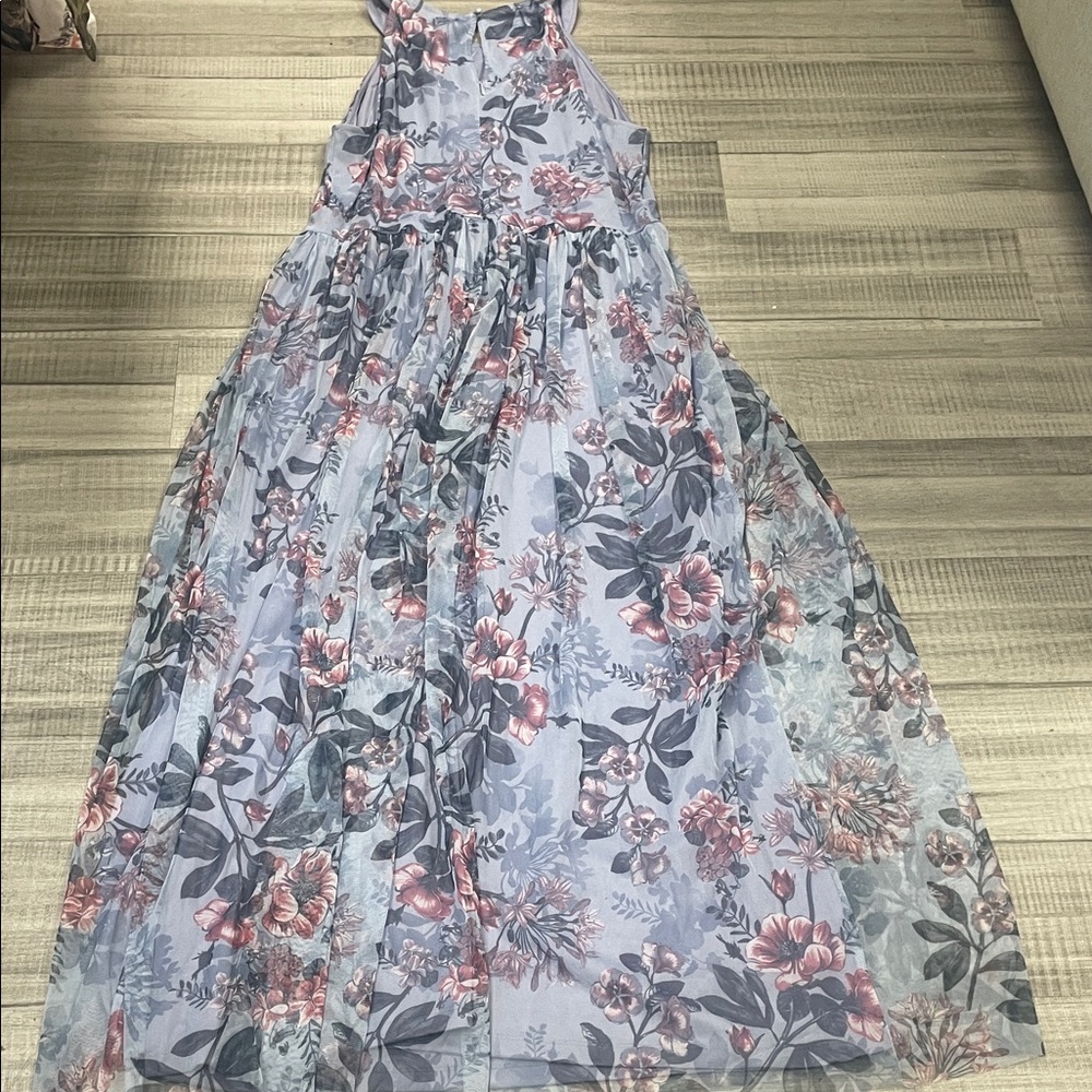 Elegant Floral Maxi Dress in Blue and Pink - Picture 6 of 8